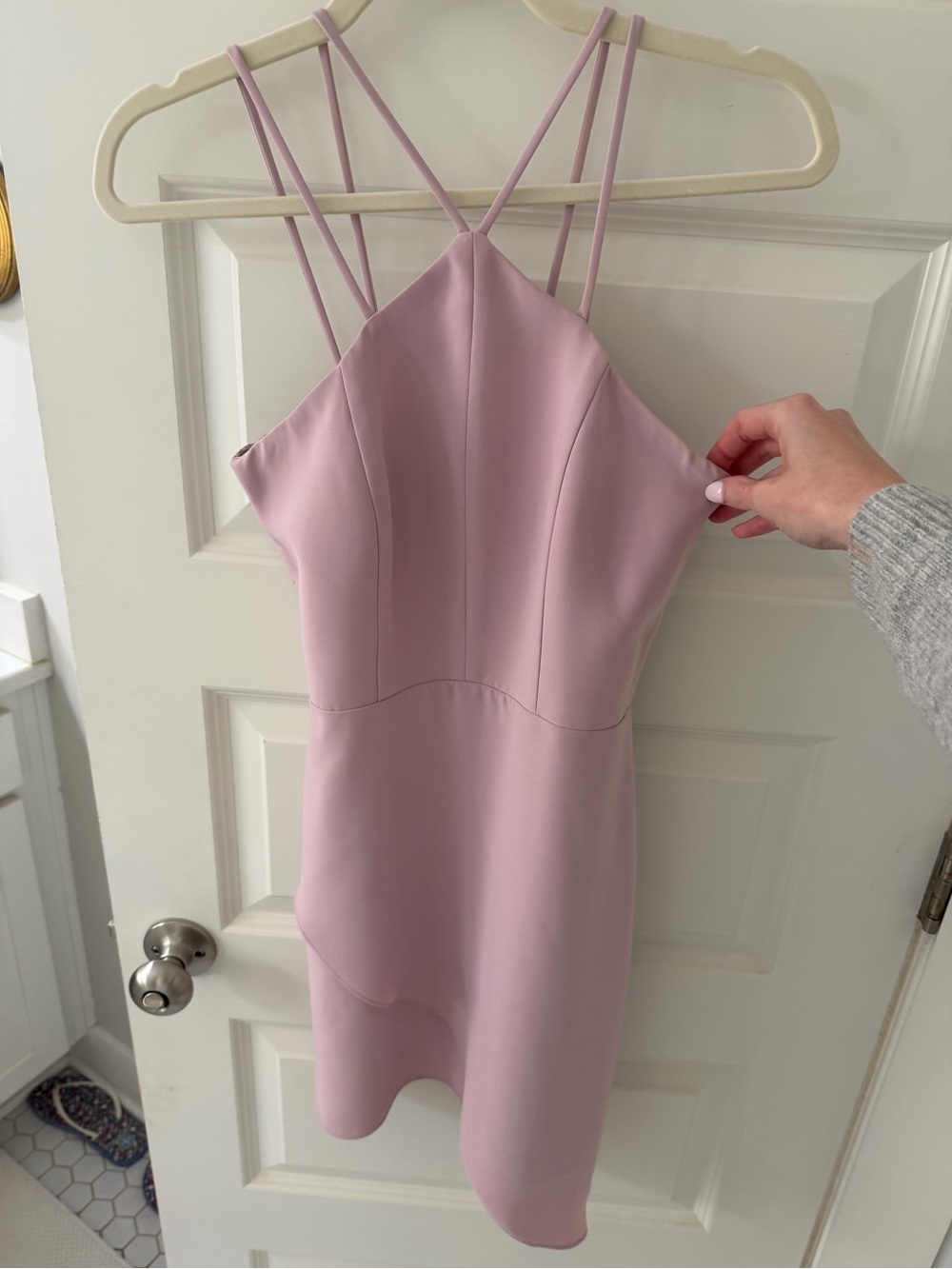 Amanda Uprichard Soft Lilac Strappy Mini Dress
